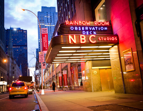 New York City, USA; 28th December 2011: The famous Rainbow Room and NBC Studios at Rockefeller Center is a historic dinning venue and home to the TV show Saturday Night Live and The Tonight Show.