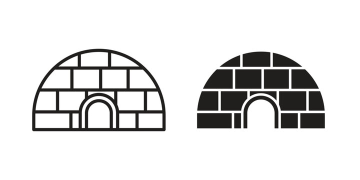 Igloo icon linear vector outline, symbol logo design style