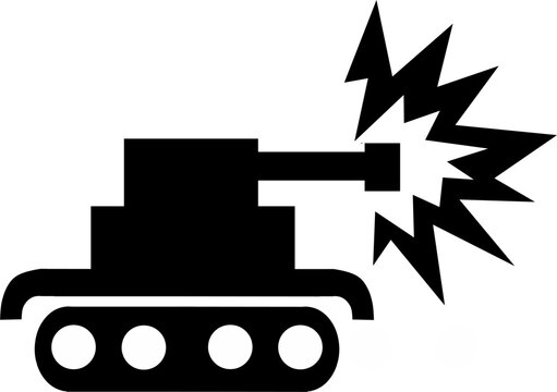 Silhouette of military battle tank icon