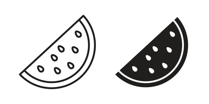 Melon icon linear vector outline, symbol logo design style