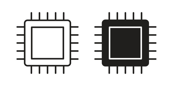 Microchip icon linear vector outline, symbol logo design style