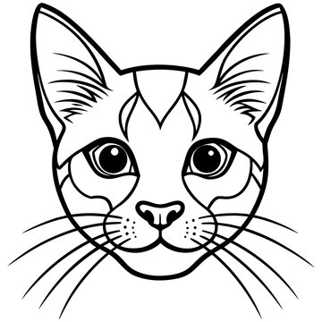 Cute cartoon illustration of a funny black feline pet kitten with white eyes and a domestic kitty smile design art vector drawing