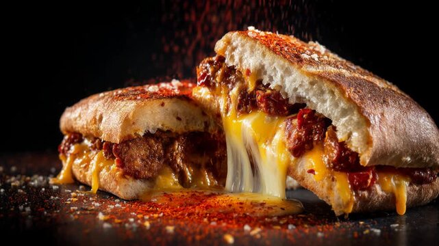 Gourmet Chorizo and Cheese Grilled Sandwich with Grated Parmesan