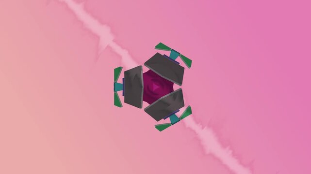 Abstract colorful geometric shapes moving.