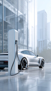 Future EV charging meets clean urban architecture for modern transit. Experience silent, sustainable power in a bright, high-tech setting.