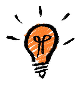 Light Bulb Idea Symbol Crayon Chalk Drawing Vector