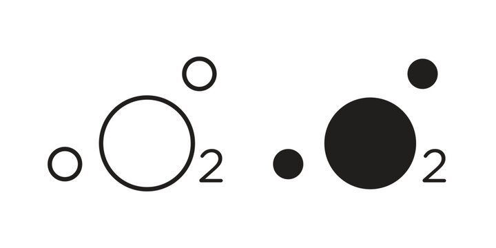 Oxygen O2 icon linear vector outline, symbol logo design style