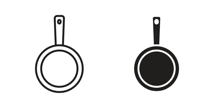 Pan frying icon linear vector outline, symbol logo design style