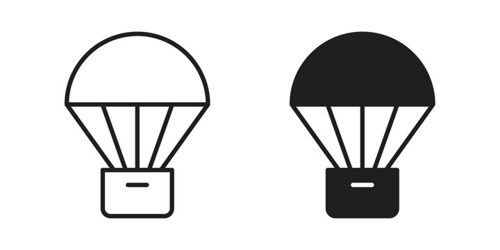 Parachute icon linear vector outline, symbol logo design style