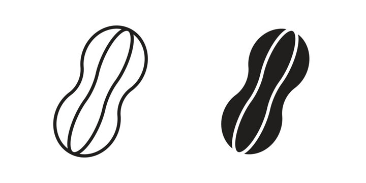 Peanut icon linear vector outline, symbol logo design style