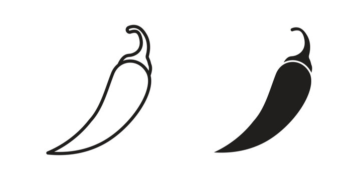 Pepper hot icon linear vector outline, symbol logo design style