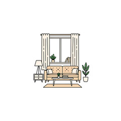 Fototapeta premium Cozy Minimalist Living Room Interior Scene