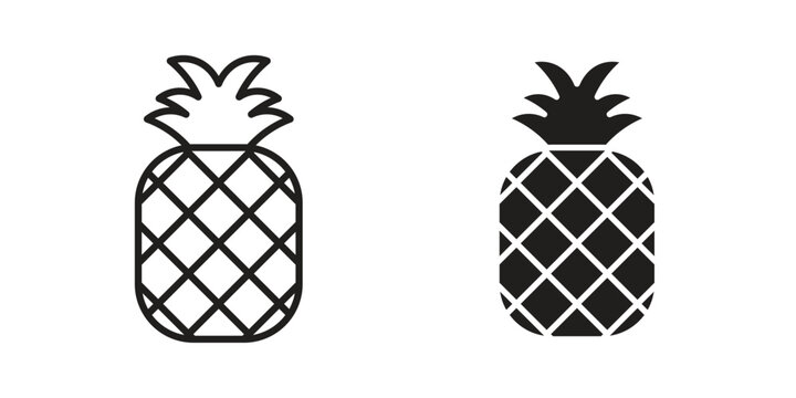 Pineapple icon linear vector outline, symbol logo design style