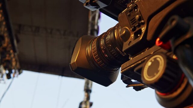 Professional broadcast camera filming live event production
