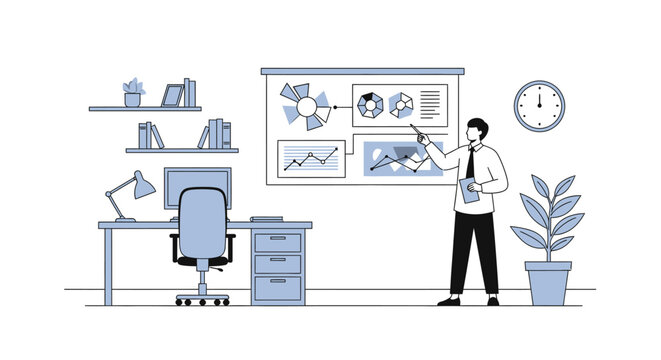 Data-Driven Strategic Planning Illustration for B2B Agency Performance Reports