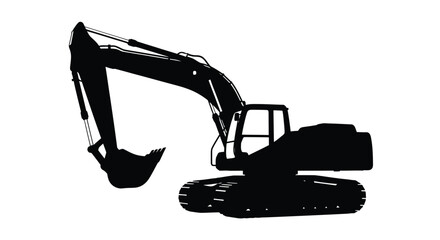 Black excavator machinery depicted in a striking minimalist silhouette © FARABI