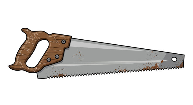 Vintage Hand Saw Isolated on White Background
