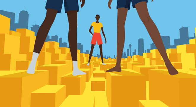 Ambitious Black Professionals Navigating Strategic Growth and Scalability in a Vibrant Corporate Memphis Cityscape