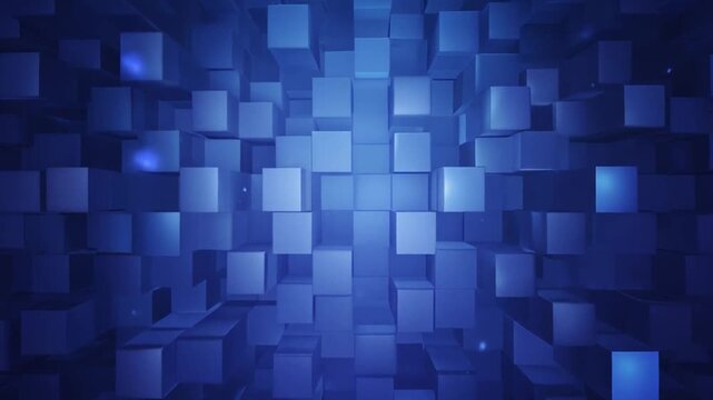 Abstract digital blue cubes animation for technology or science background