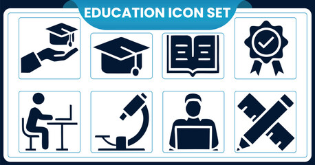 Fototapeta premium Education icon set for learning and academic conceptsEducation icon set for learning and academic concepts