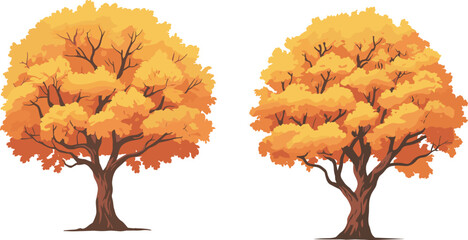 Vibrant autumn maple trees with fiery orange and yellow foliage against clear sky autumn foliage orange leaves © MstFeroja