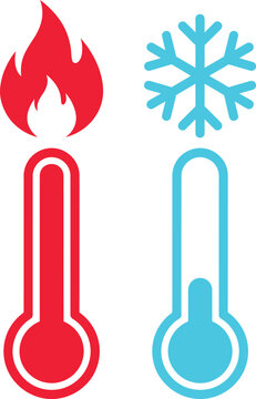 Hot vs Cold Thermometer Scale Illustration &ndash; High and Low Temperature Indicator Vector