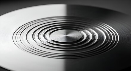 Obraz premium Abstract Metallic Circles Pattern Background, Concentric Rings on Brushed Metal Surface