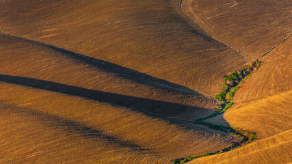 Obraz premium Rolling cultivated fields with shadows, Tuscany, Italy.