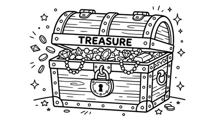 Treasure chest filled with gold coins. © bhinar