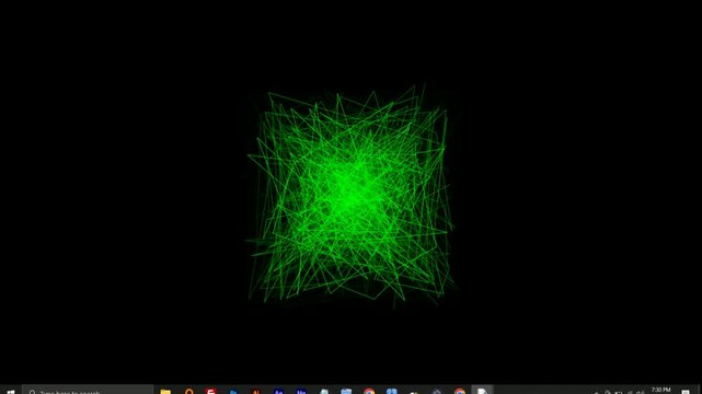 Chaotic Intersecting Green Lines Abstract Art on Dark Desktop