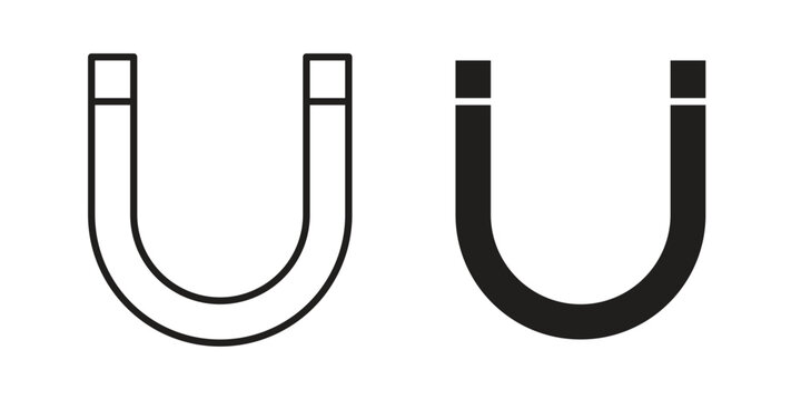 Magnet icon. Black and White Vector Illustrations. line icon vector pictogram