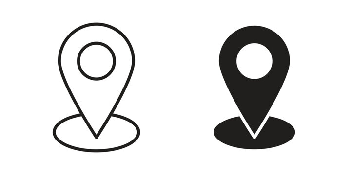 Map marker icon. Black and White Vector Illustrations. line icon vector pictogram