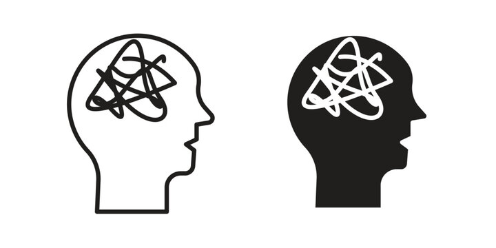 Mental disorder icon. Black and White Vector Illustrations. line icon vector pictogram