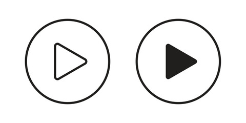 Play icon. Black and White Vector Illustrations. line icon vector pictogram © kia