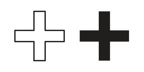 Fototapeta premium Plus icon. Black and White Vector Illustrations. line icon vector pictogram