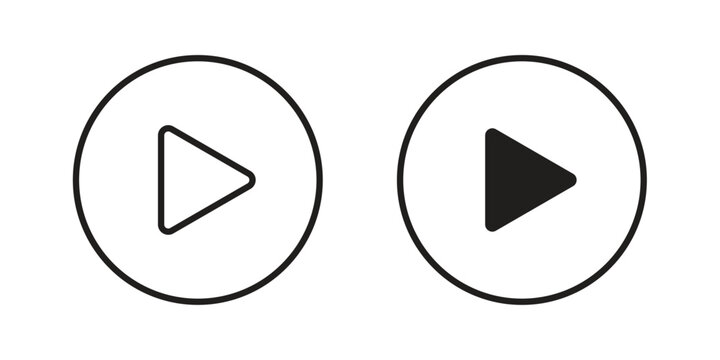 Play icon. Black and White Vector Illustrations. line icon vector pictogram