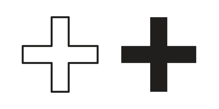 Plus icon. Black and White Vector Illustrations. line icon vector pictogram