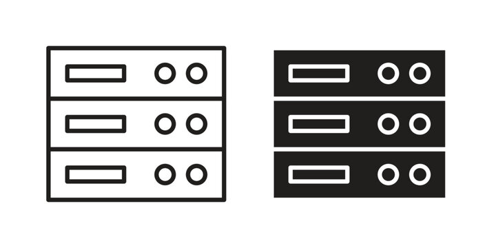 Server rack icon. Black and White Vector Illustrations. line icon vector pictogram