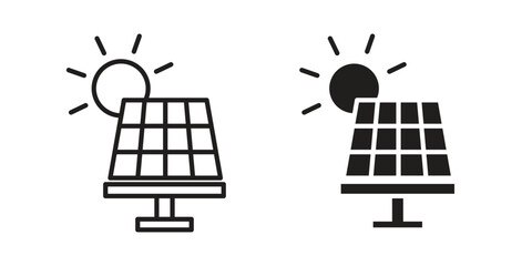 Solar energy icon. Black and White Vector Illustrations. line icon vector pictogram © kia