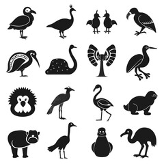 Fototapeta premium Silhouette Collection of Varied Bird and Animal Illustrations
