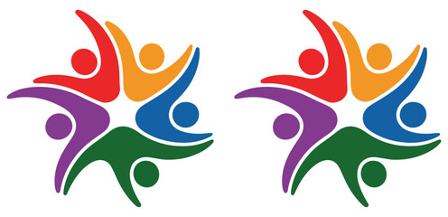 Fototapeta premium abstract people unity diversity logo set
