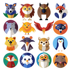 Obraz premium Collection of Flat Design Animal Illustrations in Various Styles