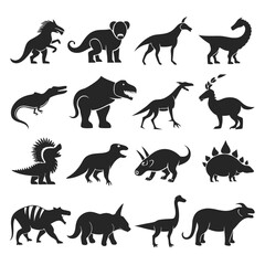 Collection of stylized dinosaur silhouettes in vector format © Xihan