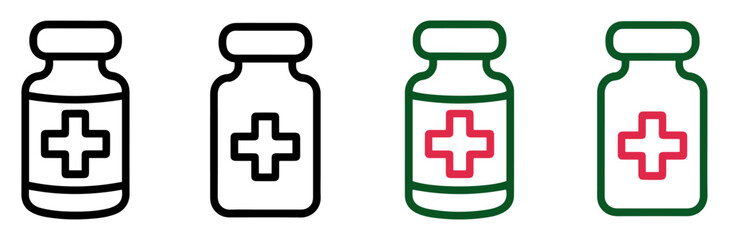 Fototapeta premium medical bottle cross icon vector set