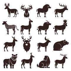 Fototapeta premium Collection of stylized animal silhouettes in vector format