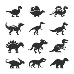 Collection of dinosaur silhouettes in a simple and modern style © Xihan