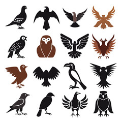 Fototapeta premium Collection of Bird Silhouette Logos on White Background