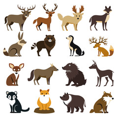 Fototapeta premium Collection of cartoon animal illustrations in a vector style