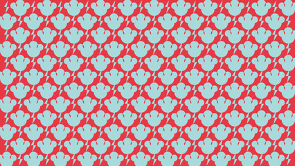 Obraz premium Repeating Blue Floral Pattern on Red Background vector illustration