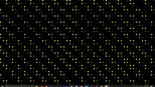 Dynamic Pattern of Yellow Pixelated Squares on Dark Digital Background